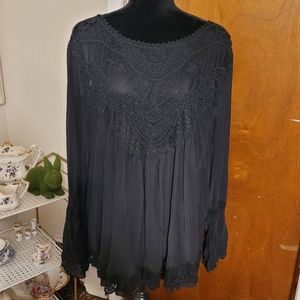 🍒5for$10 Ultra Pink black blouse. Sz 3X